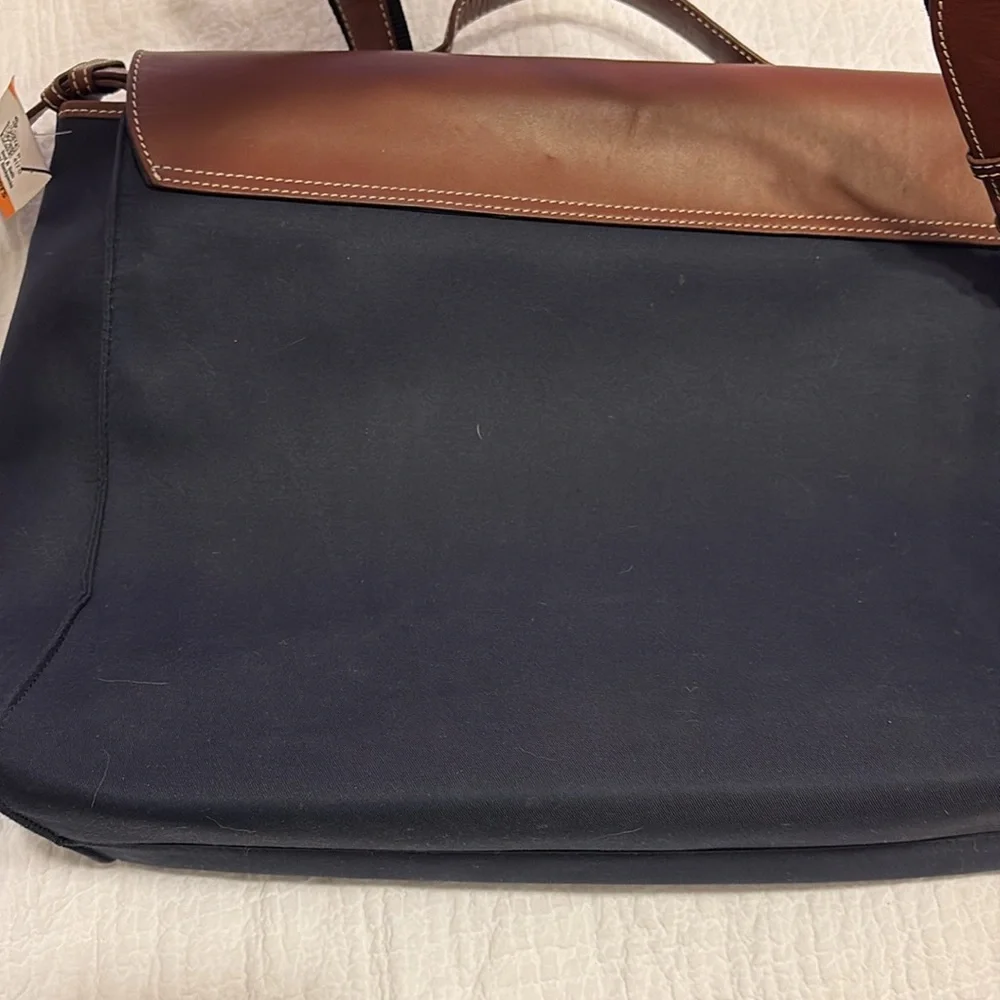 Baekgaard Navy and Brown Messenger Bag